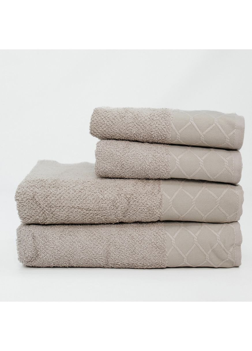 Набір рушників на Терри 2 шт Бахрома Светло-серій 50/90 и 70/140 (LLT-111461) Lelit світло-сірий