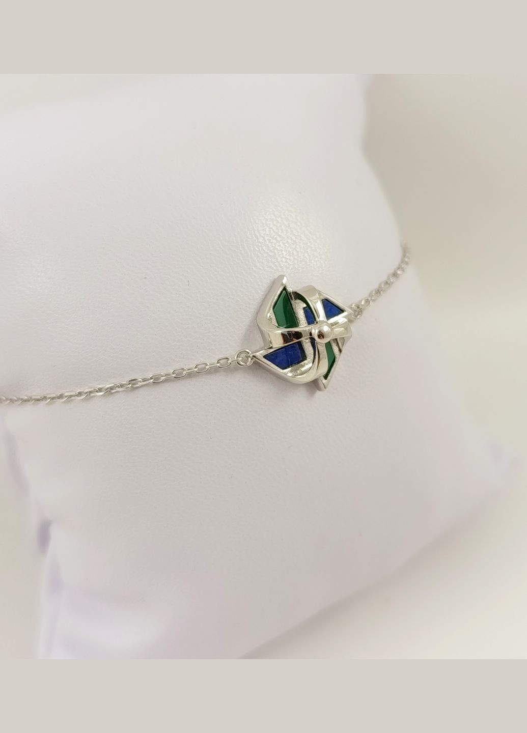 Браслет срібний з лазуритом і малахітом В5366G Shatlen Браслет (338624533)