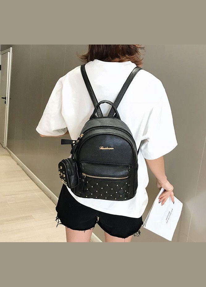 Женский рюкзак с рюкзаком мини рюкзачок, набор 2 в 1 рюкзачок + ключница кошелек Черный(BRT) Brettani (336552274)