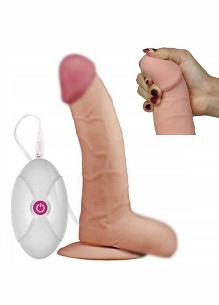 Вібратор кібершкіра 20 см із присоскою інтимні іграшки Ultra Soft Dude Vibrating Lovetoy (317747504)
