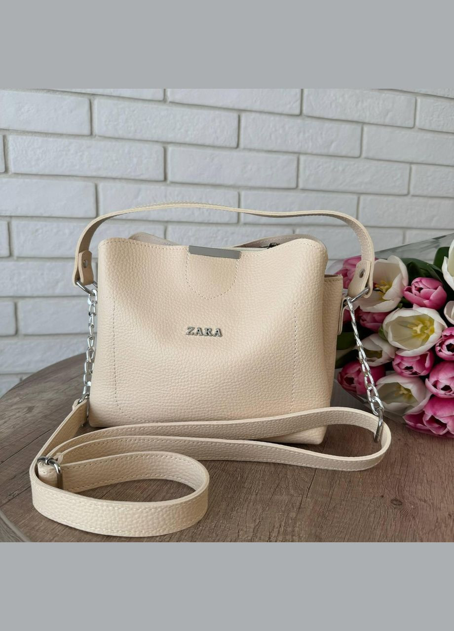 Жіноча міні сумочка на плече екошкіра чорна, якісна класична маленька сумка для дівчат Кремовий No Brand (334730535)