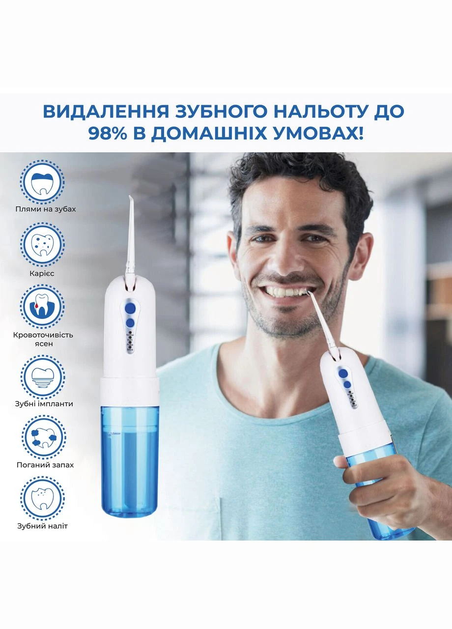 Іригатор для порожнини рота Power Floss PR40V портативний з насадками Сірий No Brand (347590439)