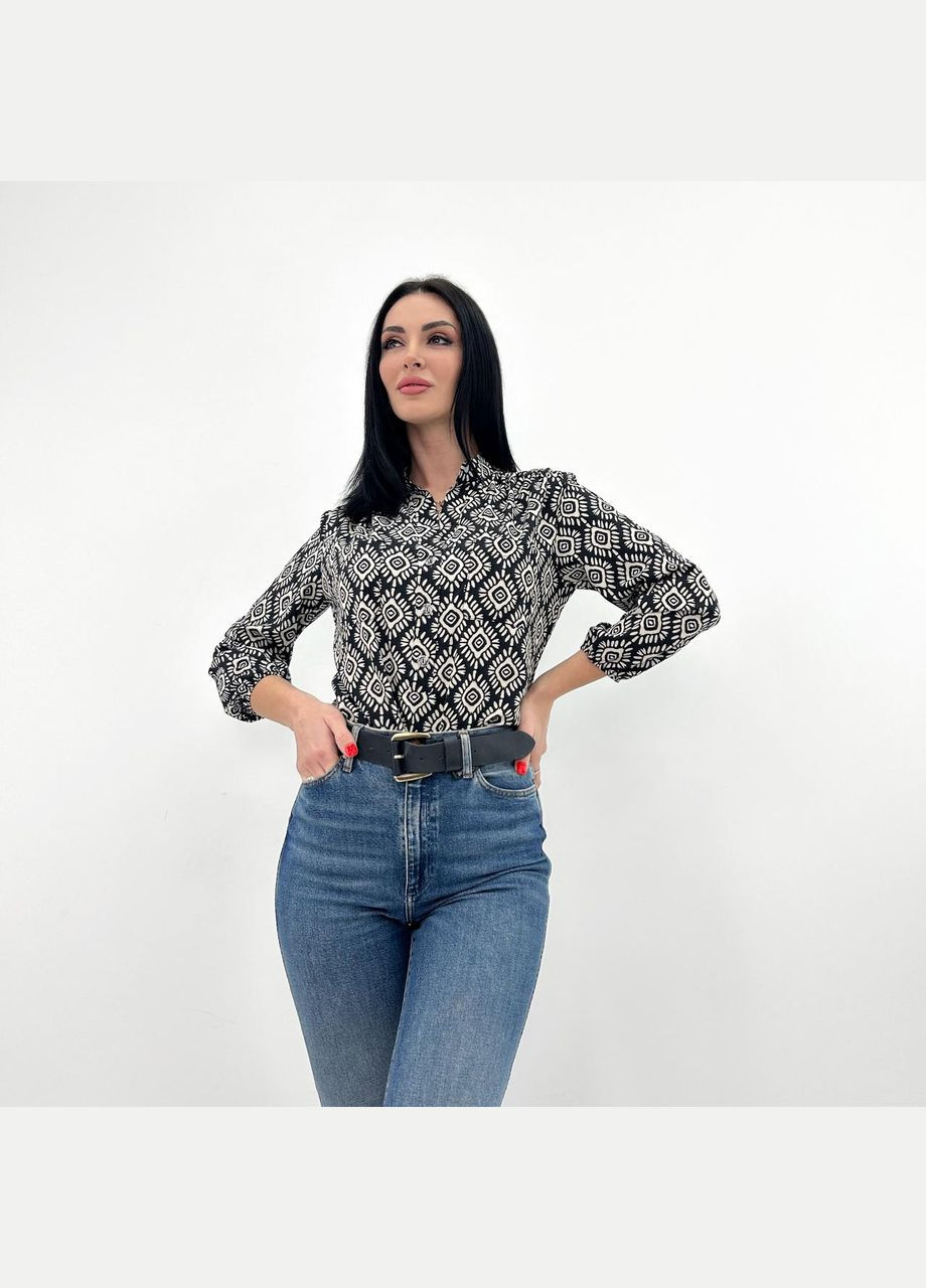 Чёрная женская блуза с принтом Fashion Girl