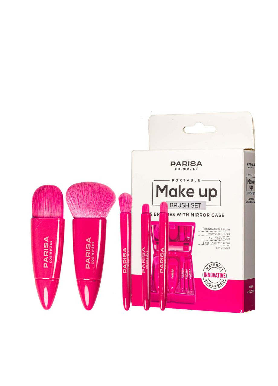 Пензлі для макіяжу в наборі 5 шт Рожеві Parisa Cosmetics (337362144)