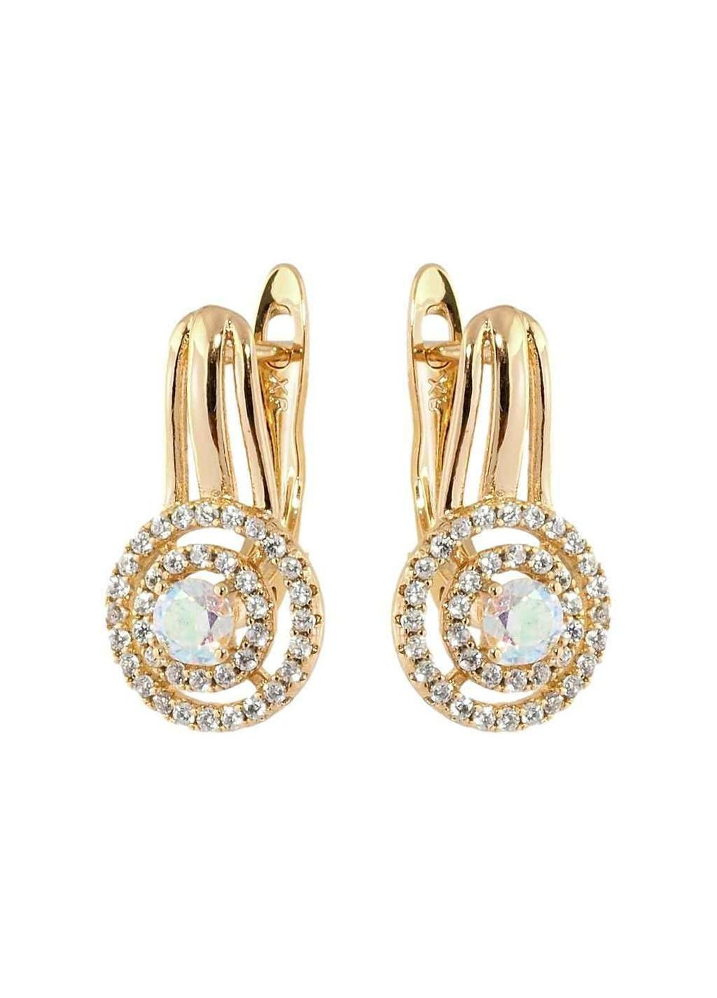 Сережки Позолота 18K англійський замок Райдужні фіаніти в кільцях цирконію (177176) ТМ Xuping (315140406)