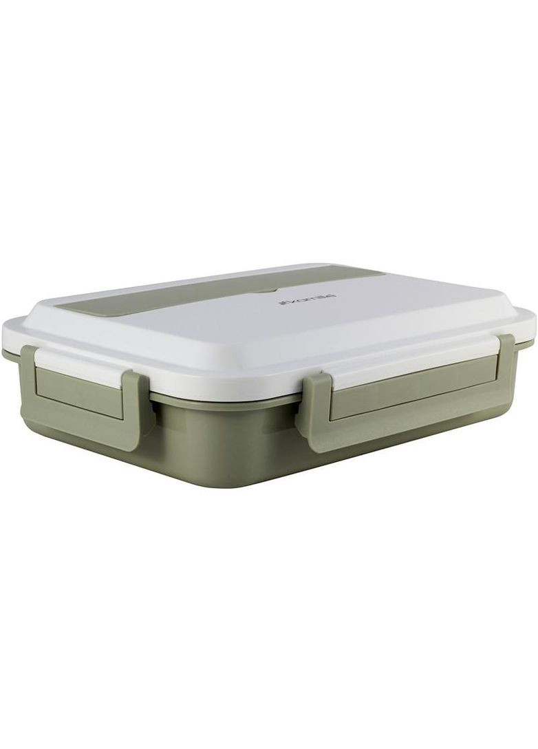 Ланч-бокс Snack 1000мл контейнер для їжі на 4 секції із нержавіючої сталі зелений судок для обіду Kamille (368976956)