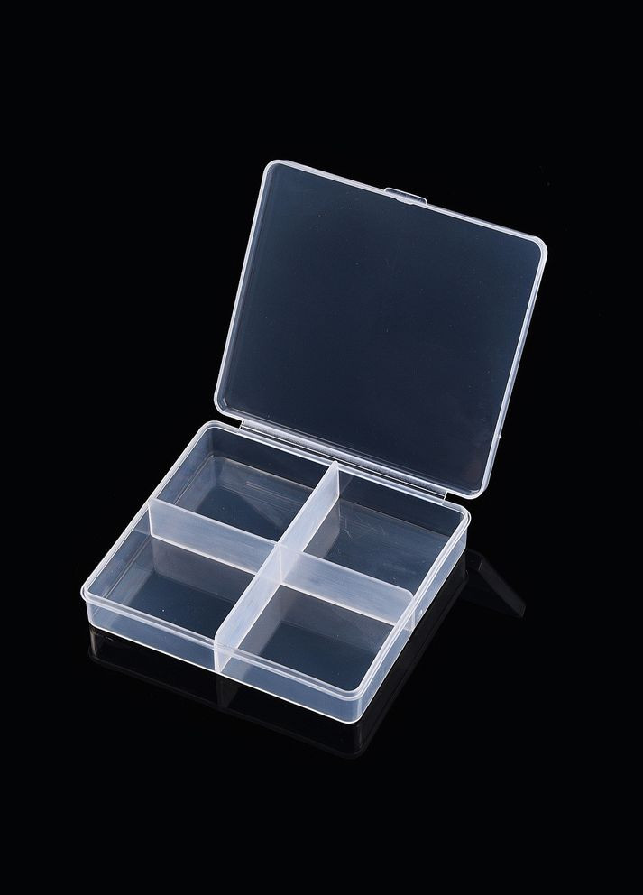 Контейнер органайзер Прямокутний 4 комірки по 4.4 см x 3.9 см Білий напівпрозорий 9.3 см x 8.7 см x 2 см Finding (330777274)