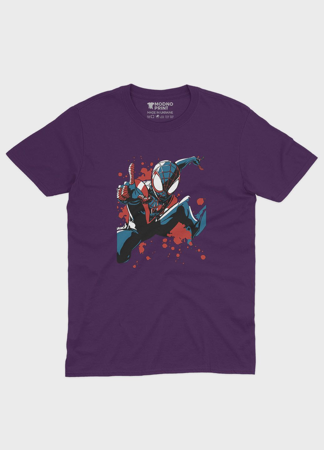 Фиолетовая демисезонная футболка для девочки с принтом супергероя - человек-паук (ts001-1-dby-006-014-063-g) Modno