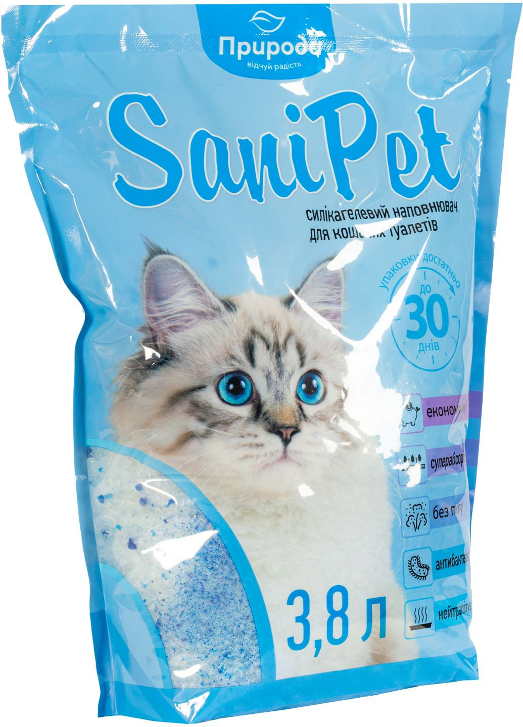 Наповнювач для котячого туалету Sani Pet силікагелевий 3.8 л (4823082402663) Природа (308894174)