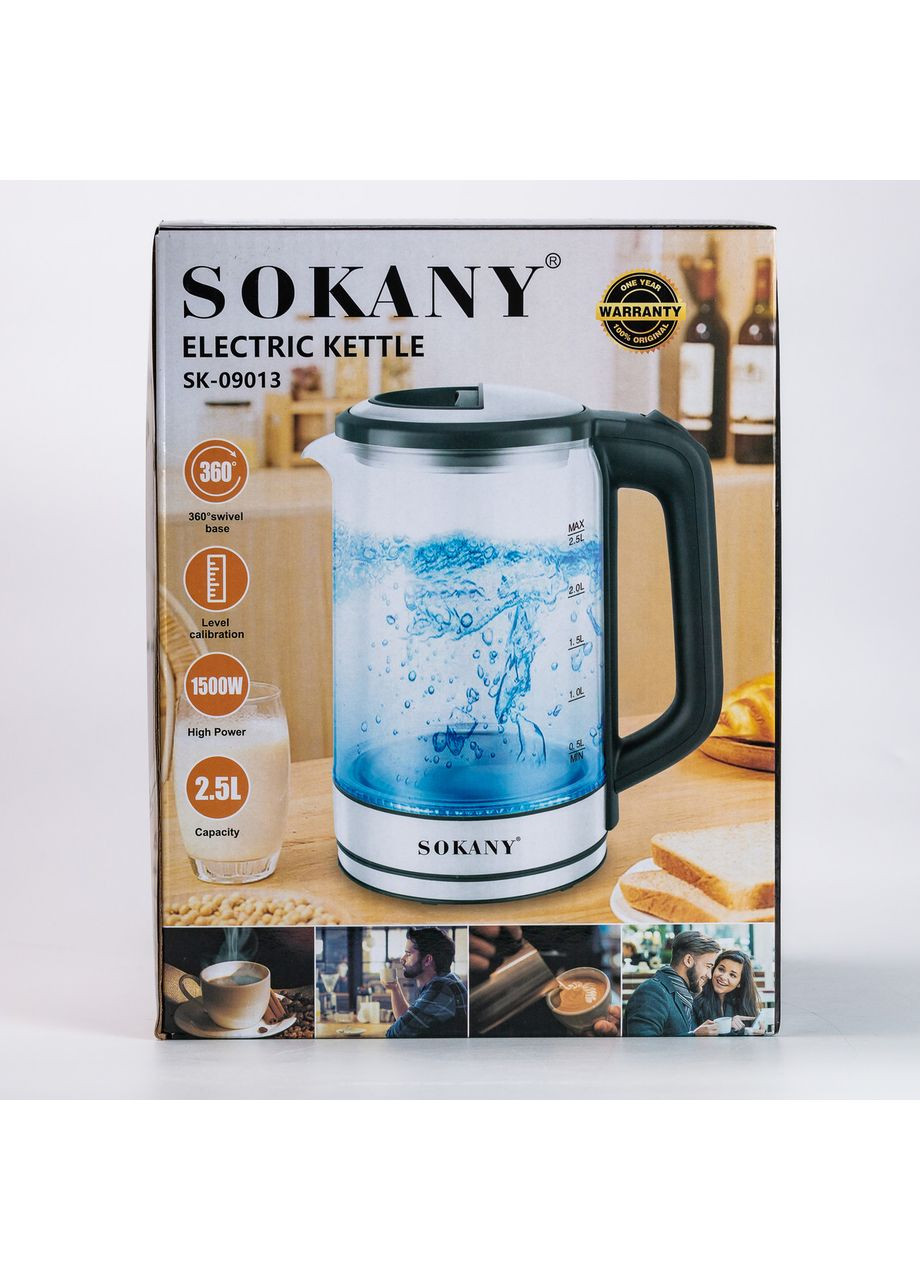 Чайник електричний Sokany SK-09013 2.5 літра прозорий Jooki (360921202)