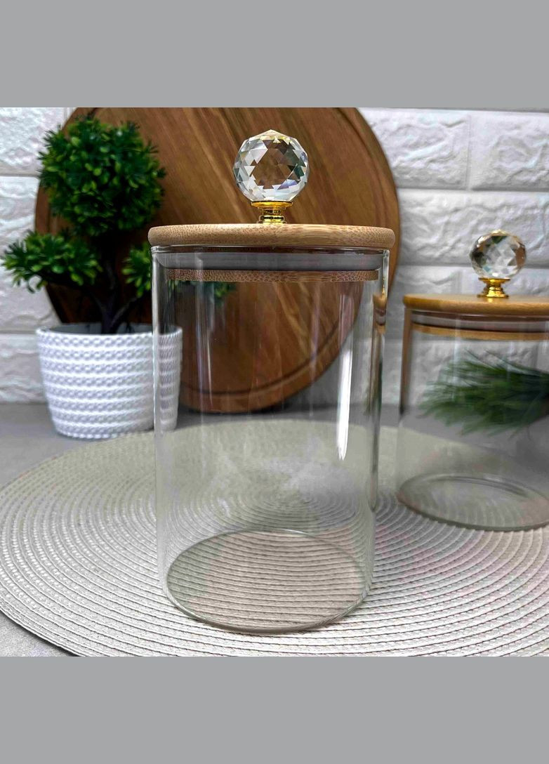 Прозора скляна банка з алмазною ручкою 950мл Crystal Hell (303211191)