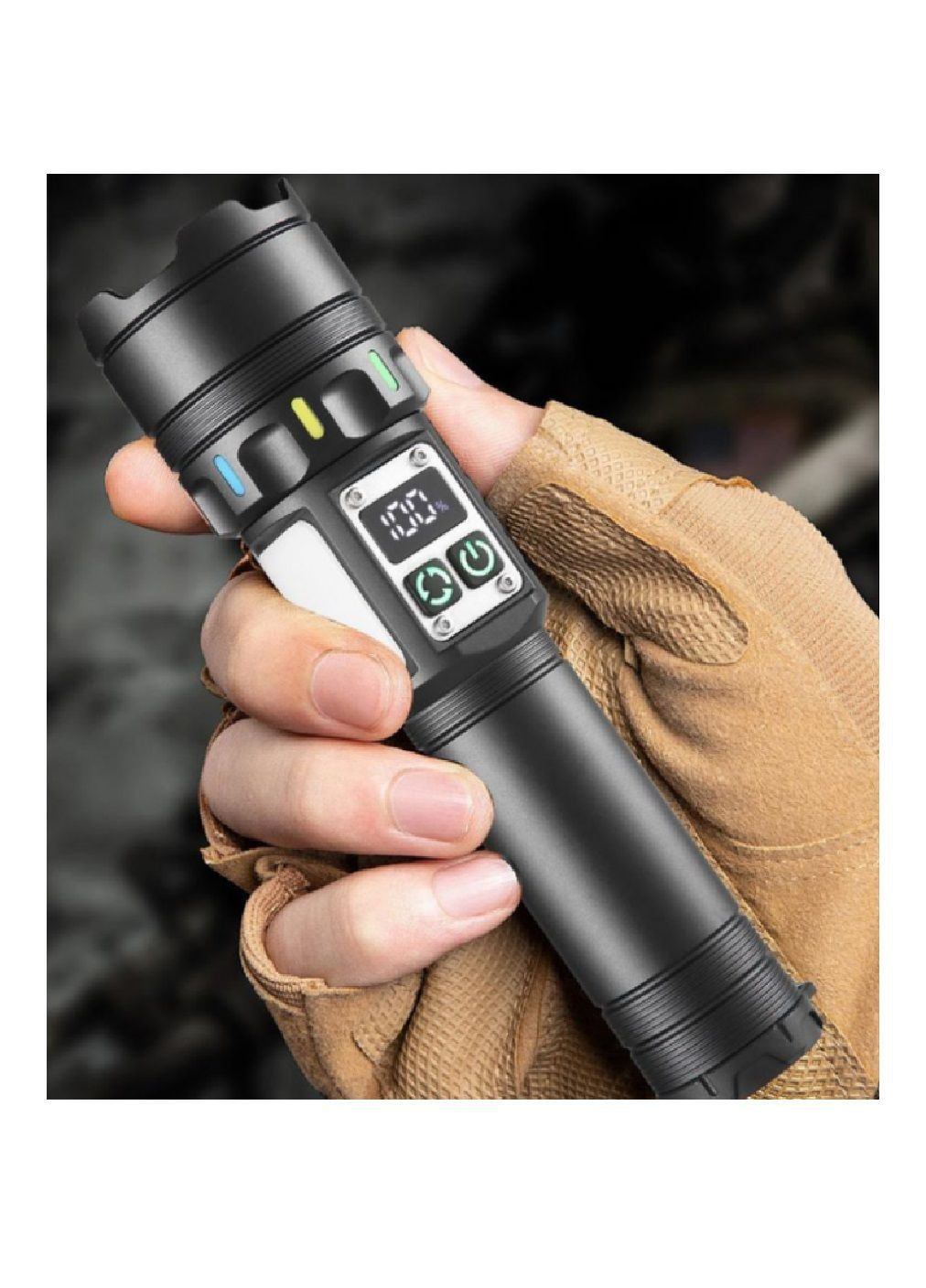 Ліхтар ручний акумуляторний з бічним світлом дисплеєм функцією Power Bank флуоресцентним забарвленням магнітом (482057-Prob) Unbranded (369980428)