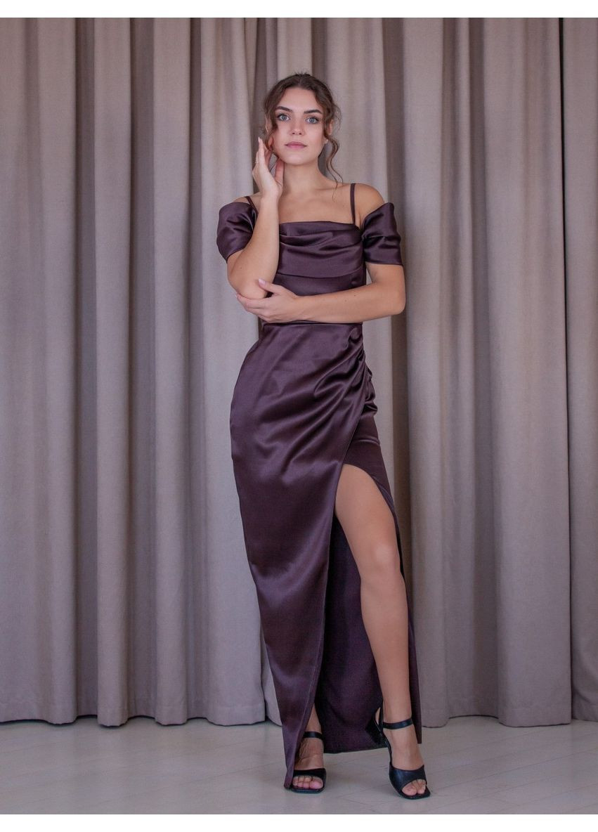 Коричневое вечернее платье футляр WINN однотонное