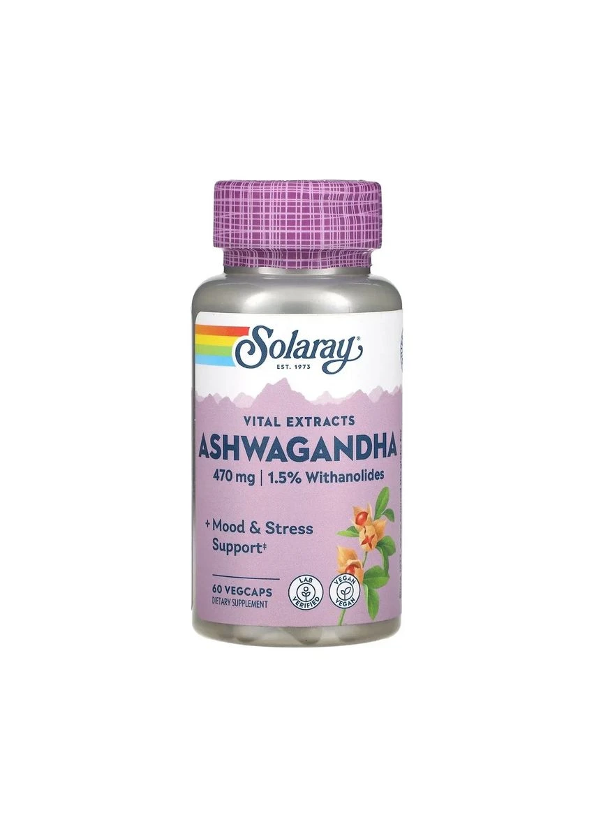 Ашваганда экстракт корня Ashwaganda Root Extract 470 мг, 60 капсул Solaray (361117835)