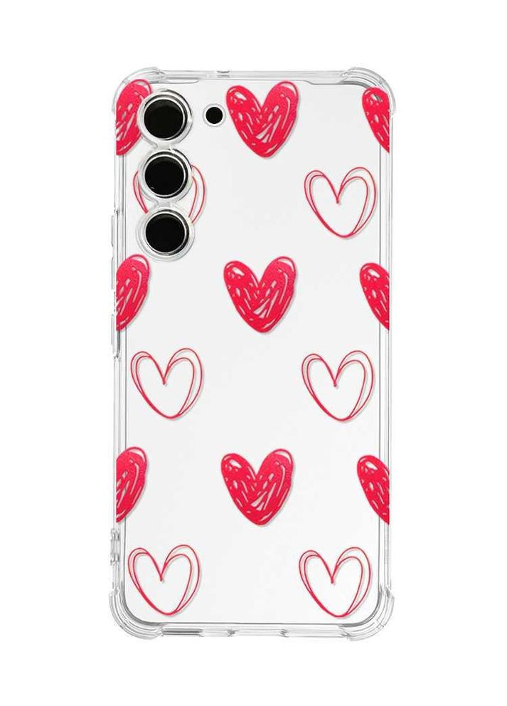 Чехол с утолщёнными углами на Samsung Galaxy S23:: Сердечка красные (принт 77) Creative (360660248)