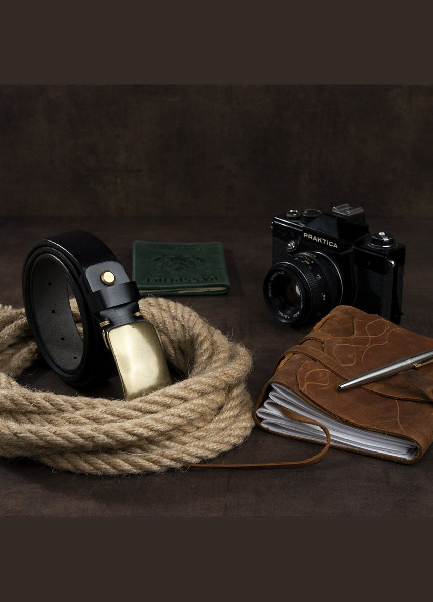 Чоловічий ремінь шкіряний автомат 20122 Чорний Vintage (302972354)