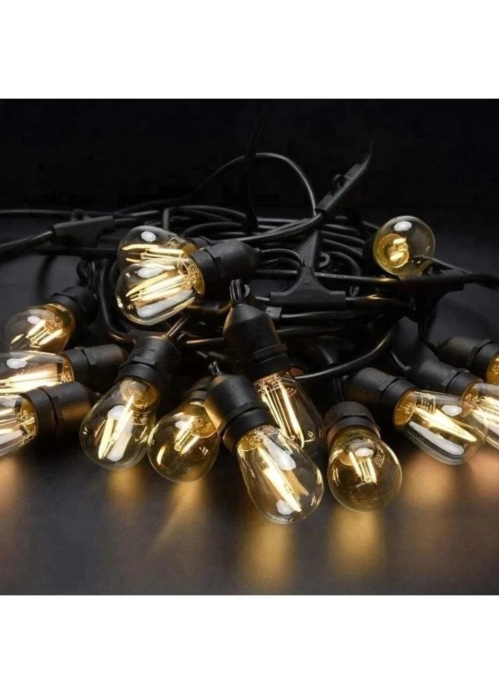 Садовая гирлянда 10 м с 10 LED-лампами E27 теплого белого света IP44 черная No Brand (400575240)