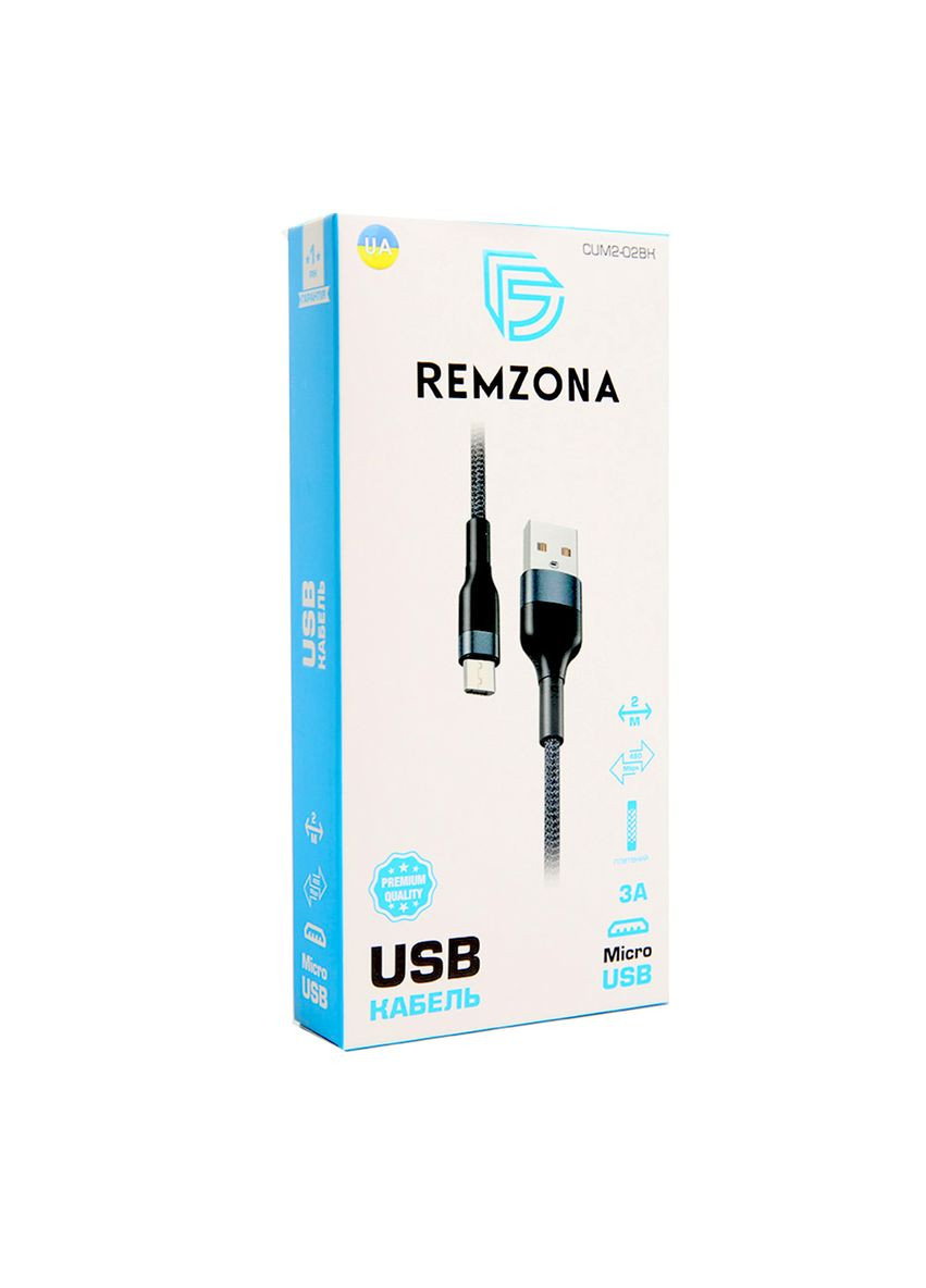 Кабель USB2.0 – MicroUSB 2м 3A CUM2-02BK Remzona (365291272)