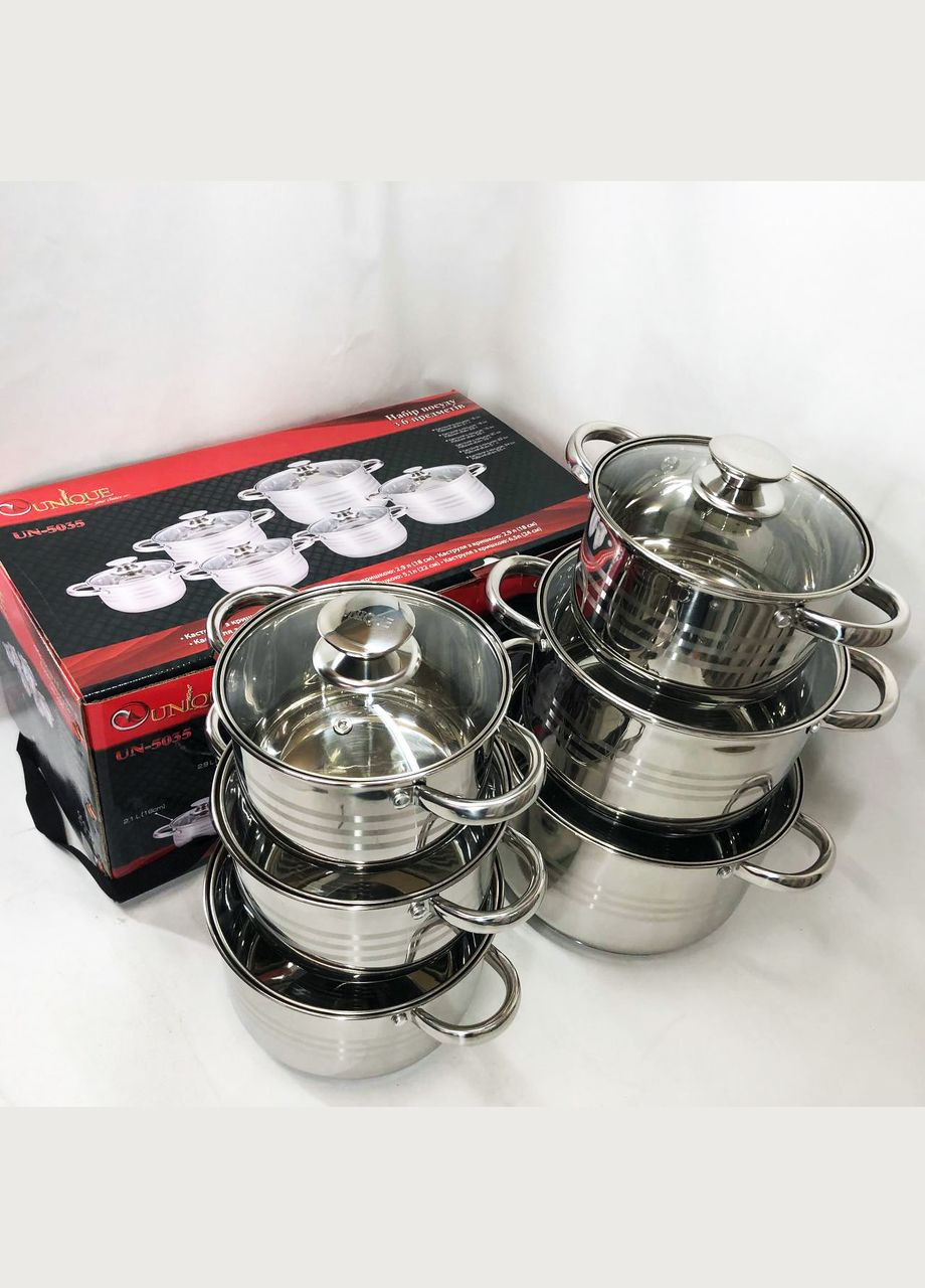 Набор посуды кастрюли UN-5035, Комплект кастрюль, Кастрюля NE-256 современный дизайн Unique (351485900)