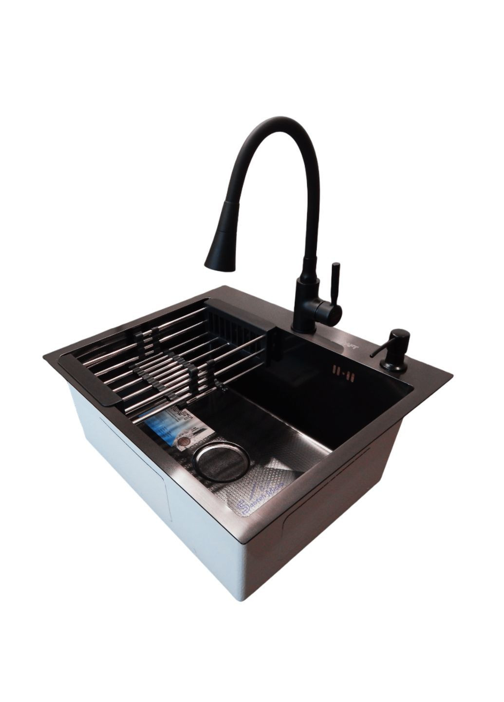 Комплект кухонної мийки Handmade PVD чорна HS54*48 (3.0/1.0 мм) декор Kraft (369720159)