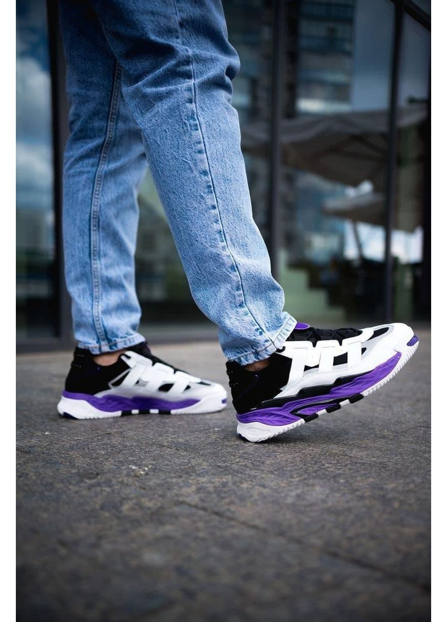 КРОСІВКИ ЖІНОЧІ ADIDAS NITEBALL WHITE BLACK VIOLET АДІДАС НАЙТБОЛ No Brand чорні демісезони (367176203)