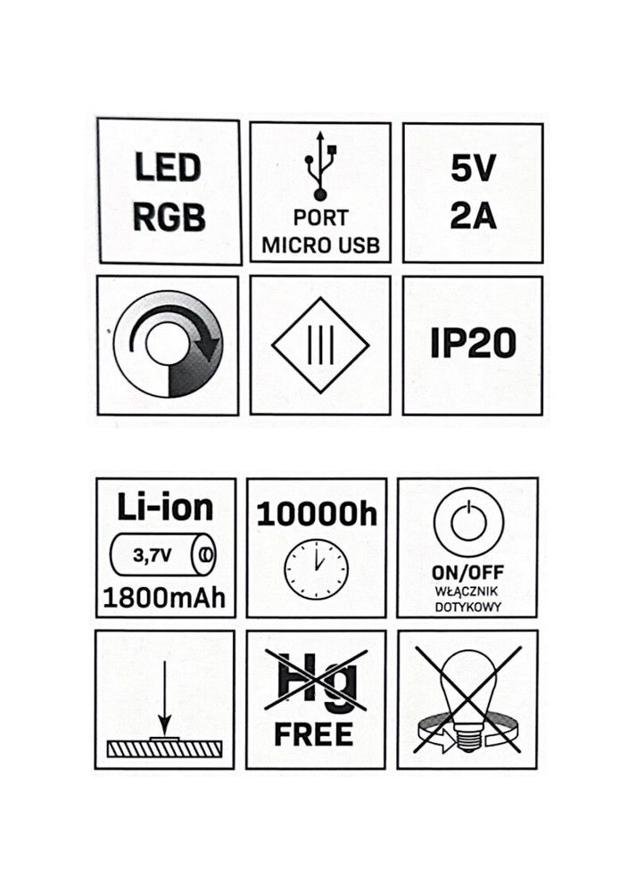 Настольная лампа с аккумулятором 325433 Candy Led RGB IP20 USB (072971) Goldlux (361312355)