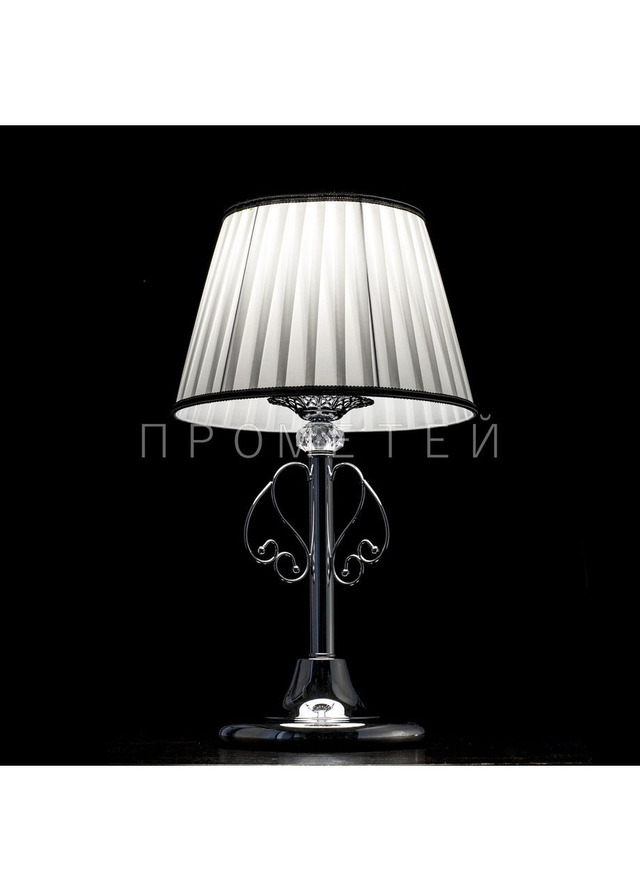 Настільна лампа з абажуром (нікель/хром) 18070/1T/CR+WT No Brand (354229738)