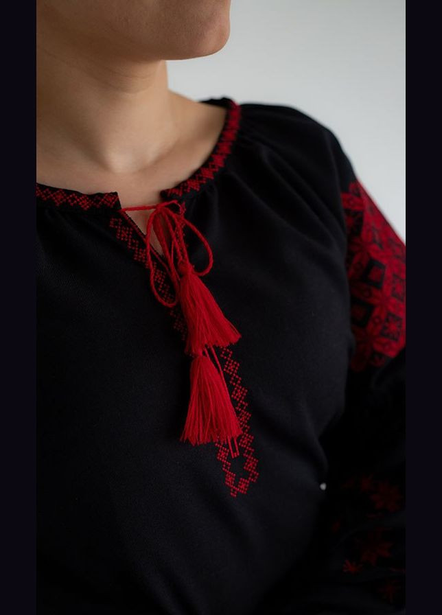 Чорна вишиванка жіноча vishivano4ka 235-2 візерунок геометричний домоткане полотно (336493960)