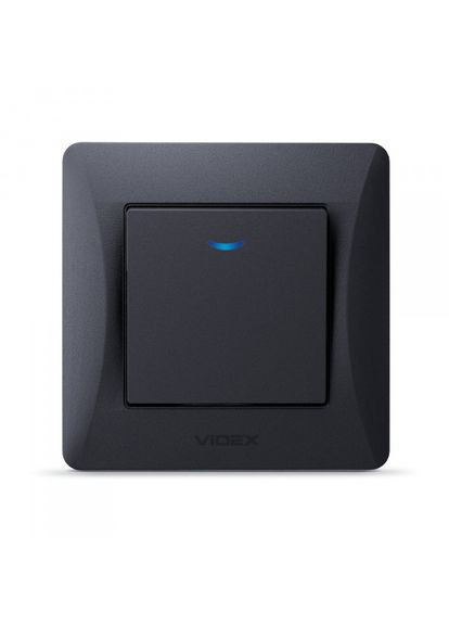 Выключатель одноклавишный с подсветкой черный графит BINERA Videx (366298504)