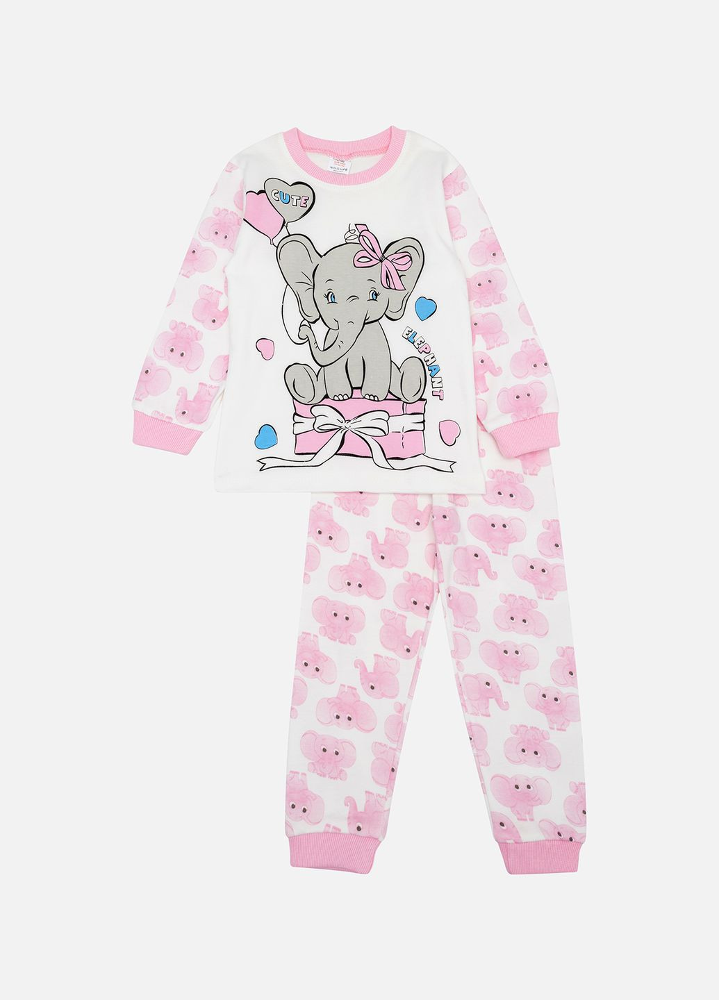 Розовая всесезон пижама с длинным рукавом для девочки цвет розовый цб-00245355 Supermini