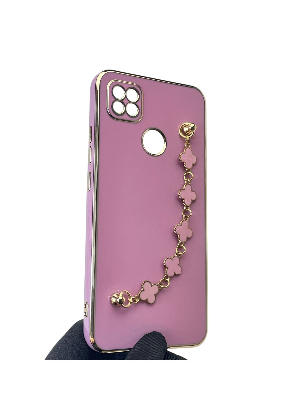 Чехол для телефона Redmi 10A женский с ремешком и украшениями и золотой окантовкой на сяоми редми 10a черничный gs1 Xiaomi (366233412)