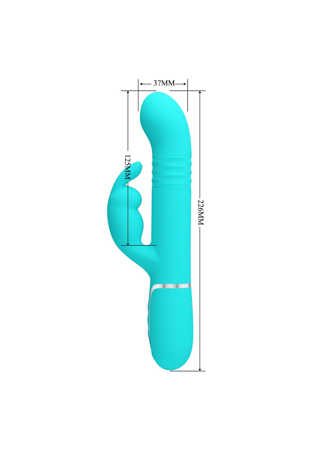 Вібратор-кролик з фрикціями і кульками, що обертаються, бірюзовий, 22.6 х 3.7 см Pretty Love (361670423)