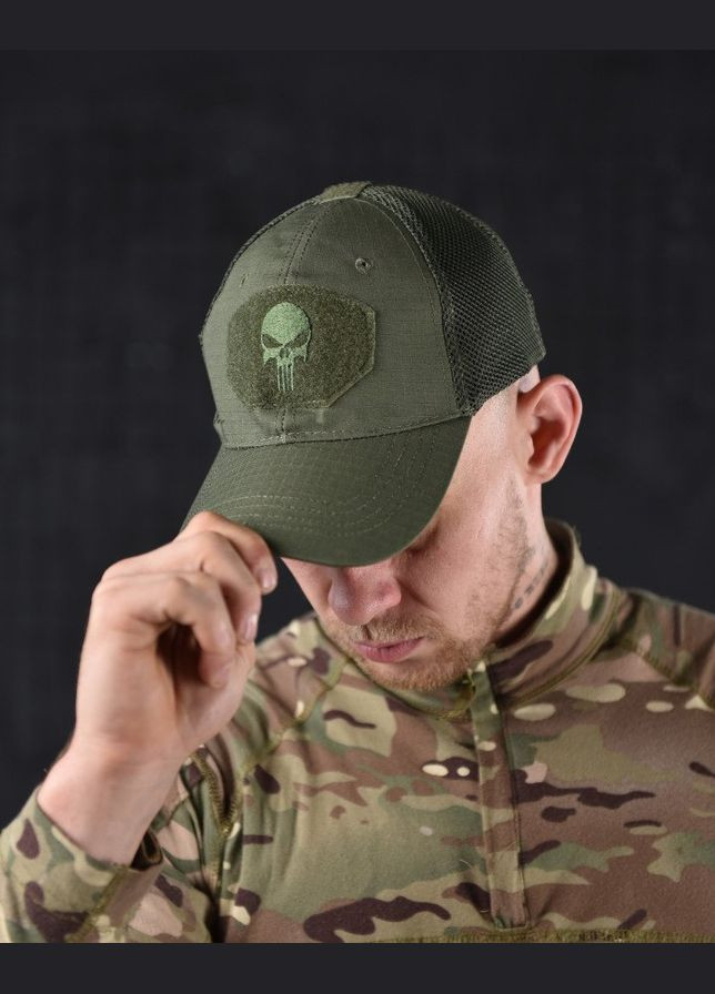 Тактична кепка з Черепом олива No Brand (300584479)