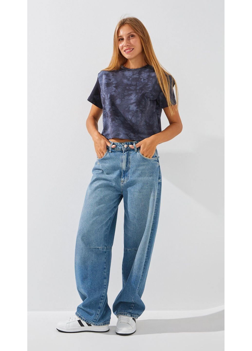 Футболка с узором женская WBC02472 Графитовый shop (2000999225840) LAWA - (355022170)