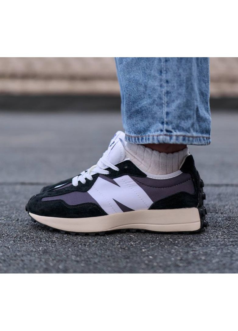 Чорні Осінні кросівки чоловічі new balance 327 black white premium нью беланс 327 No Brand