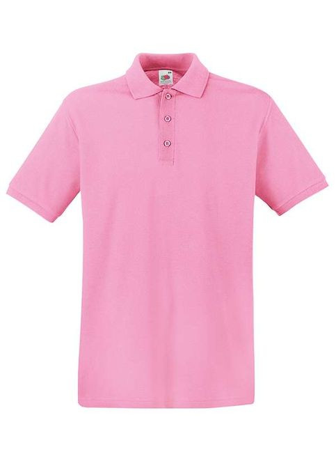 Светло-розовая футболка поло мужская premium polo светло-розовый (063218052s) с коротким рукавом Fruit of the Loom