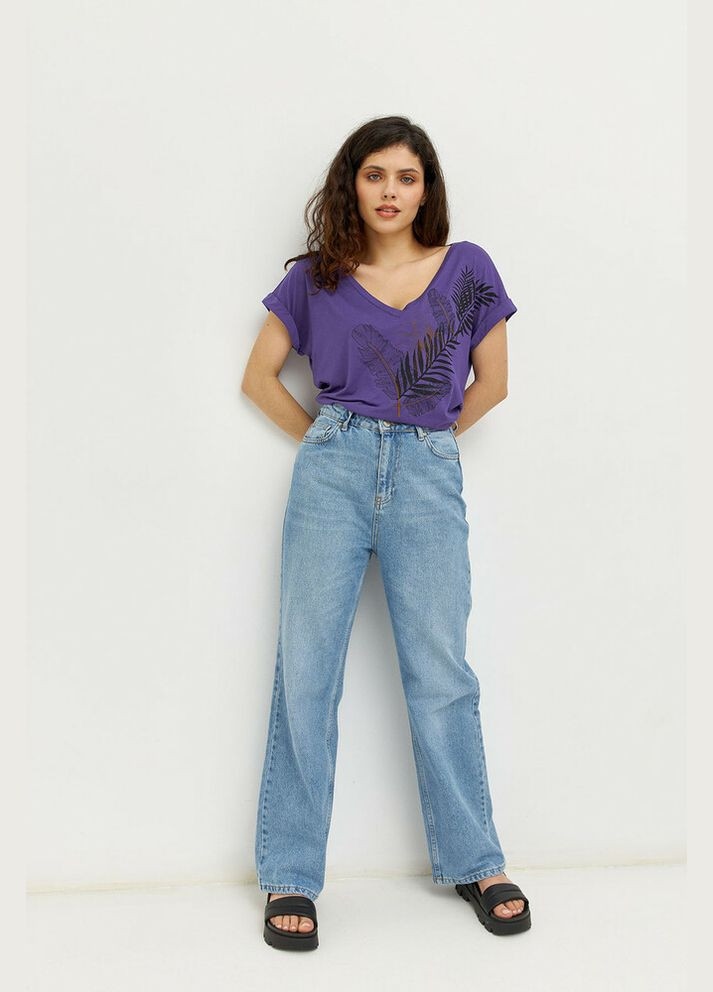 Жіноча футболка фіолетова трикотажна MKRM4091-1 Modna KAZKA - (336934171)