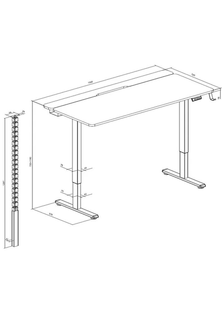 Комп'ютерний стіл ODE1575DW Dark Wood/Black OfficePro (366827967)