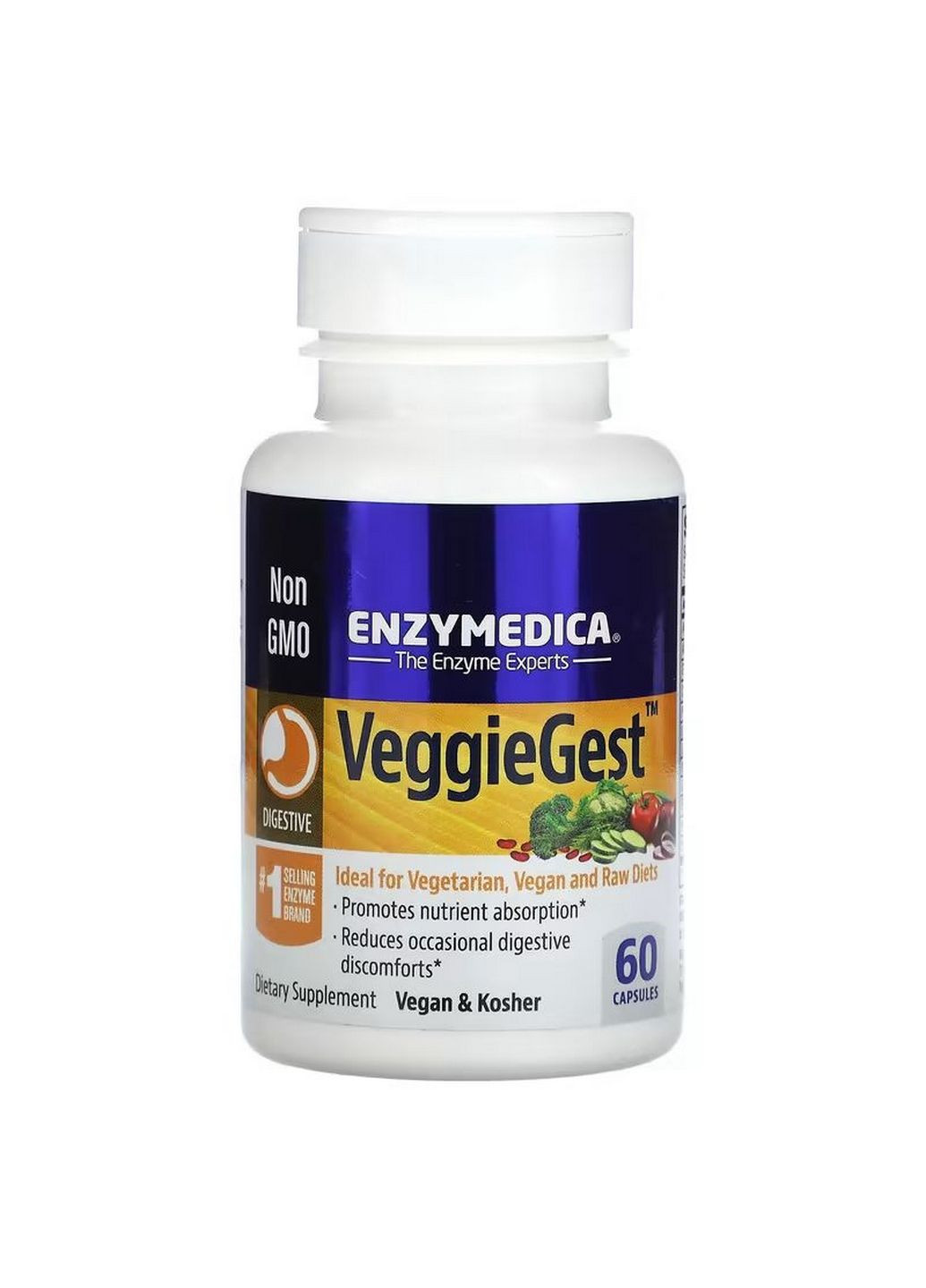 Натуральна добавка Veggie Gest, 60 капсул Enzymedica (293339884)