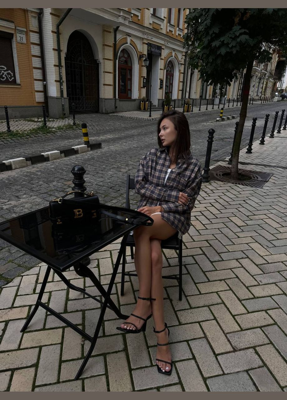 Бежевая кэжуал рубашка в клетку No Brand