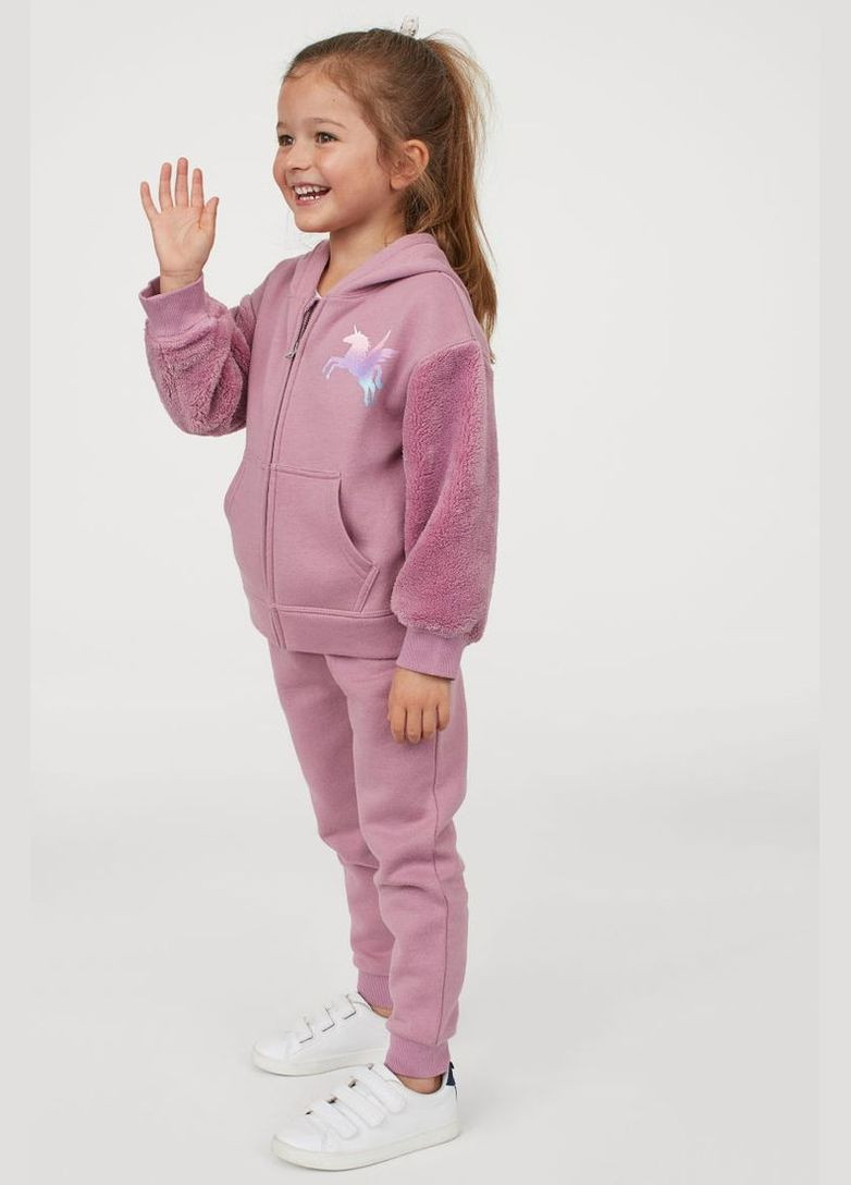 Спортивні штани джоггери з начосом для дівчинки 0761929-002 рожевий H&M (284277332)