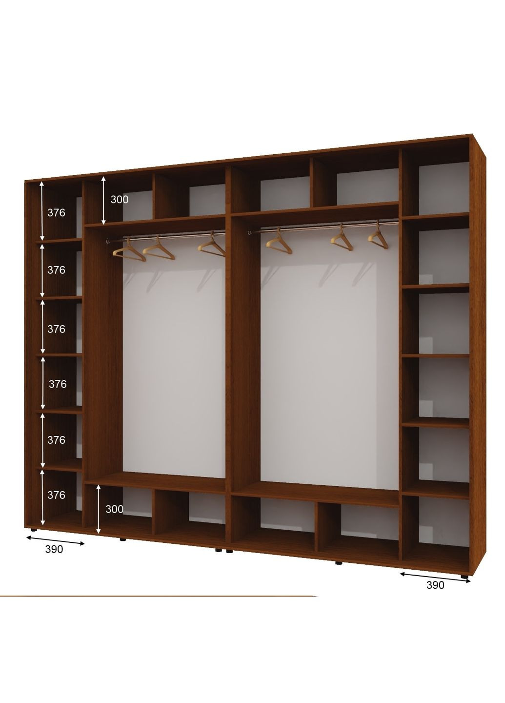 Шафа-купе чотиридверна 300*60*250 см Горіх лісовий 4 двері ДСП + Дзеркало + Дзеркало + ДСП ШК-02 Алекса (360461562)