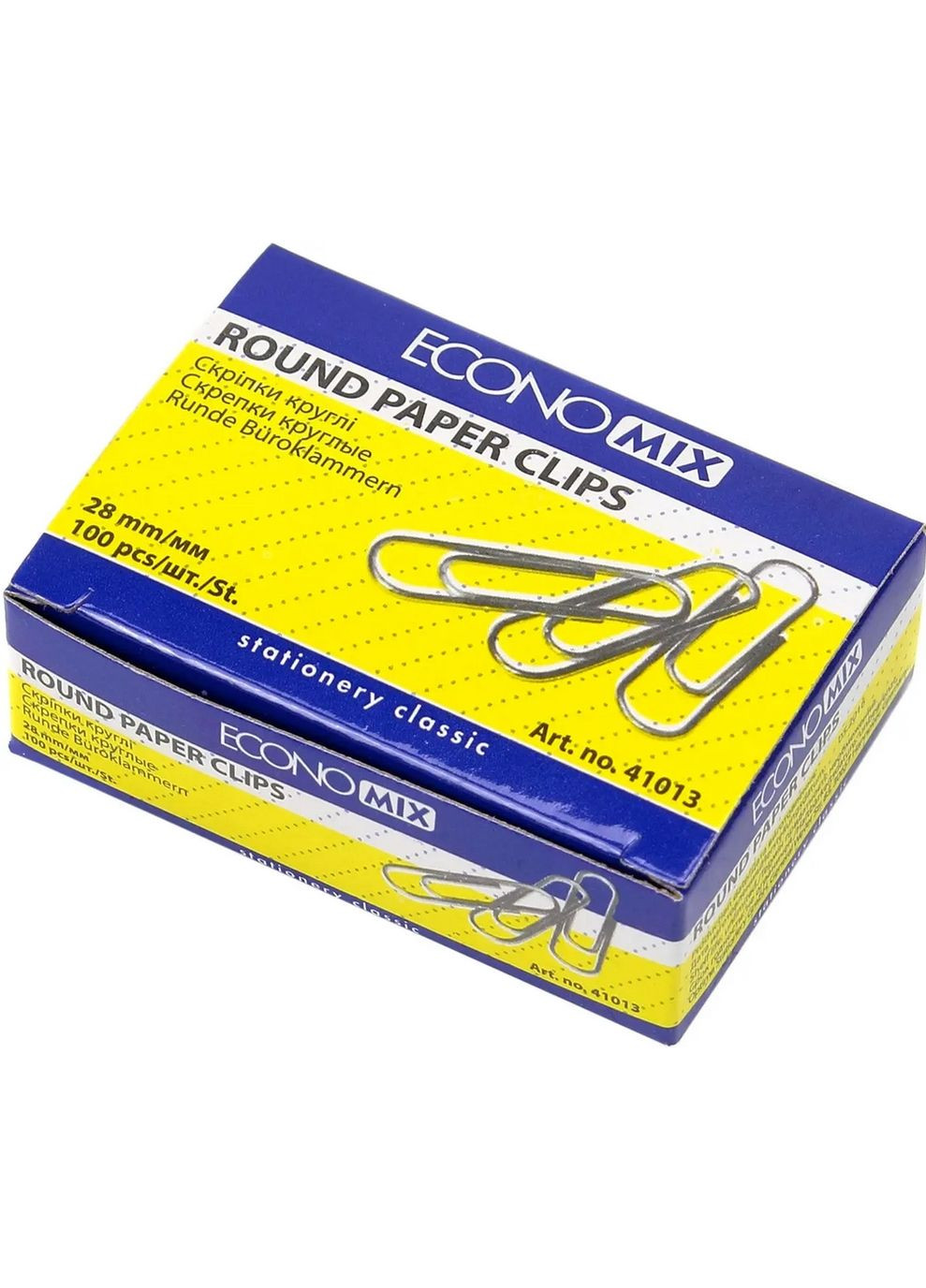 Скріпки нікельовані E41013 28 мм, округлі 100 шт в упаковці (4044572410139) ECONOMIX (292709194)