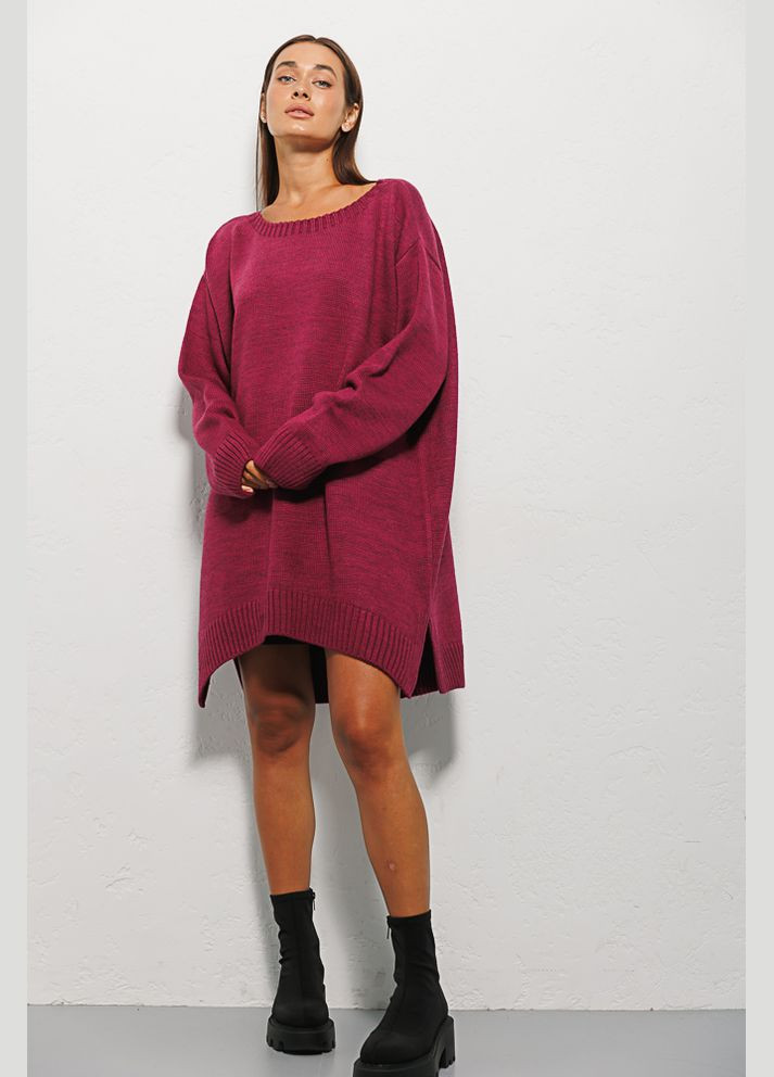 Фіолетова в'язана сукня оверсайз коротка темно-шоколадного кольору Arjen