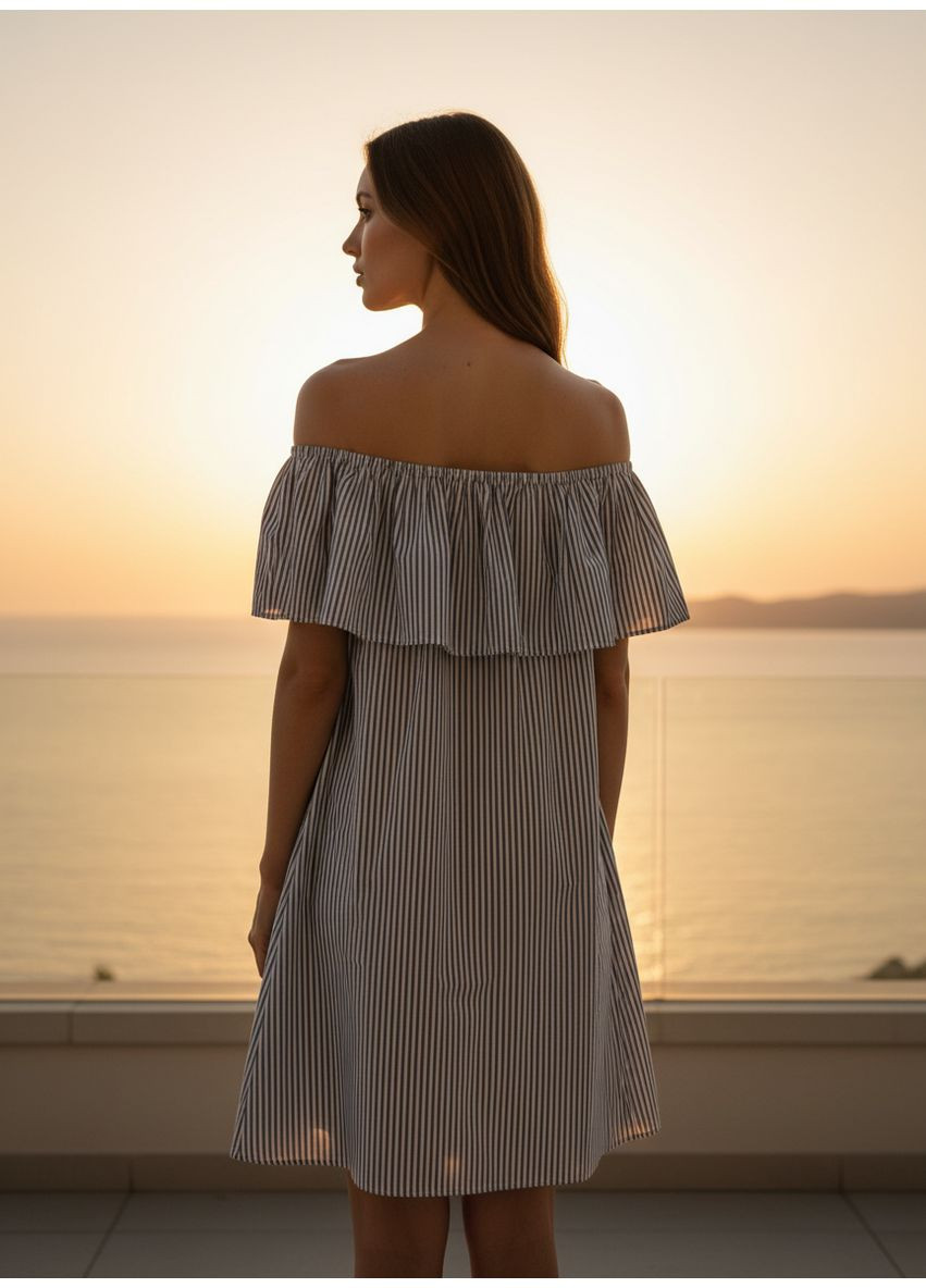 Синее кэжуал платье InDresser в полоску