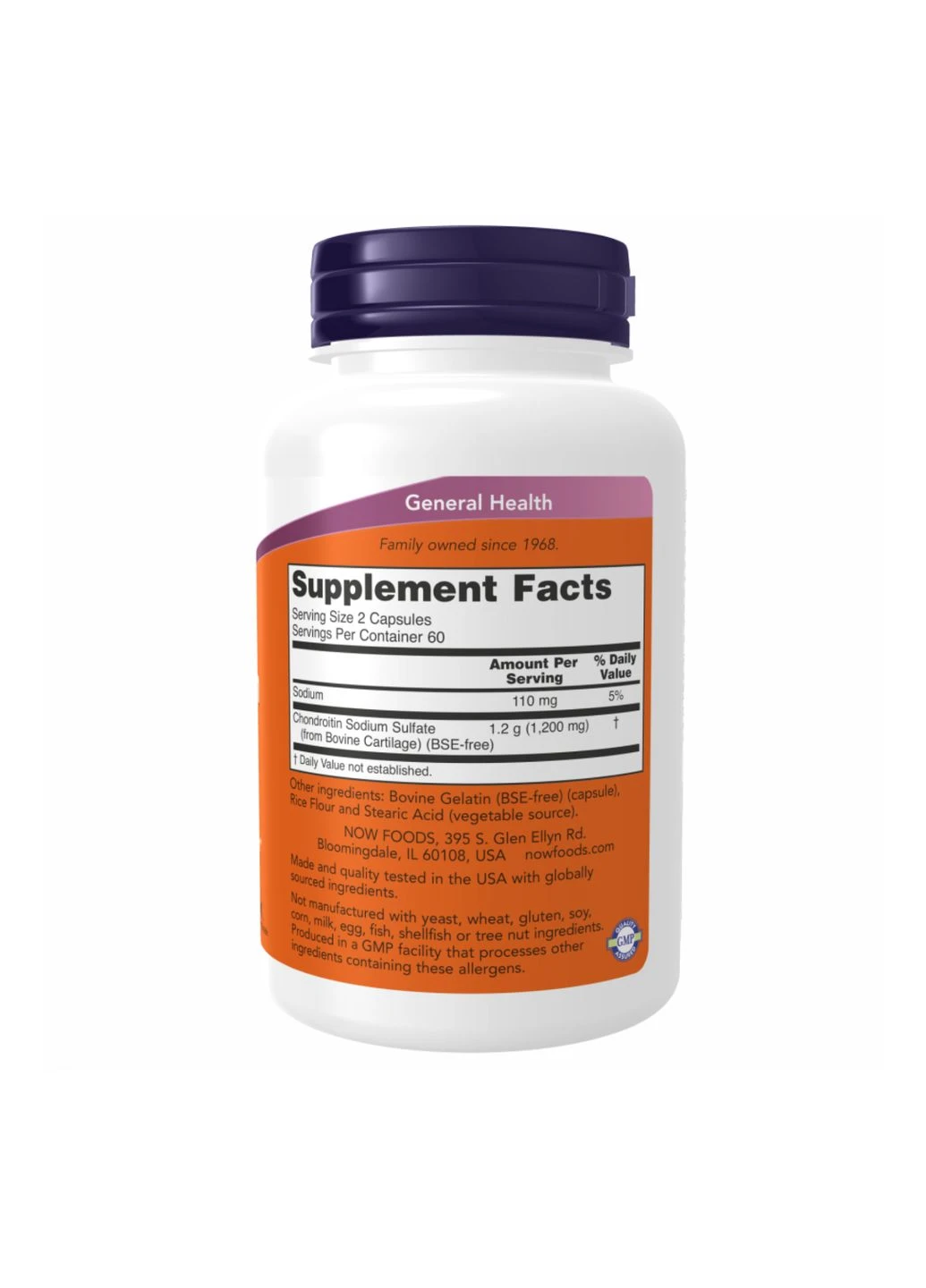 Хондроитинсульфат для здоровья суставов, Chondroitin Sulfate 600mg - 120 caps Now Foods (280899640)