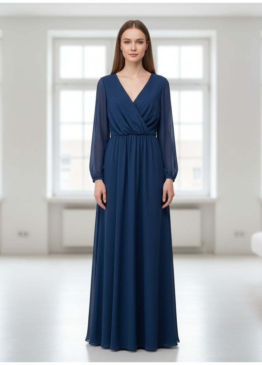 Темно-синее вечернее платье Enna Levoni однотонное