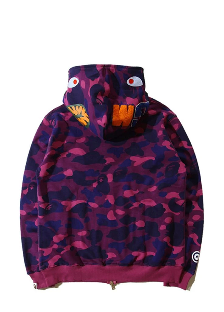 Худи красный Bape A Bathing Ape Shark Purple Camo Full Zip Hoodie Womens (385490651)