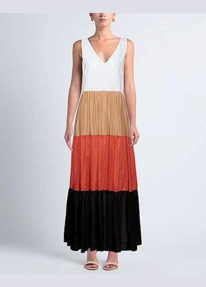 Комбинированное коктейльное платье с пышной юбкой Kaos колор блок