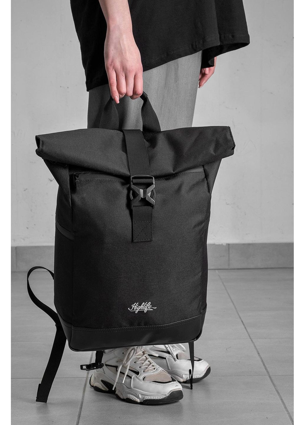 Женский Повседневный Рюкзак Роллтоп Школьный С Принтом Highlife Black Without (360641893)